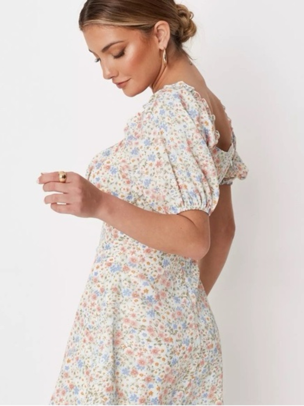 Missguided Floral Milkmaid Mini Dress
